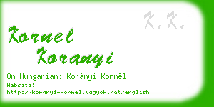 kornel koranyi business card