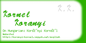 kornel koranyi business card